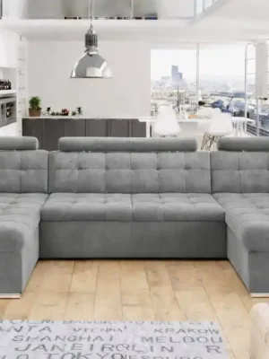 Rozkládací rohová sedačka MIA U II 378x170 se záhlavníky - Barva šedá eup349235euv1 Výprodej