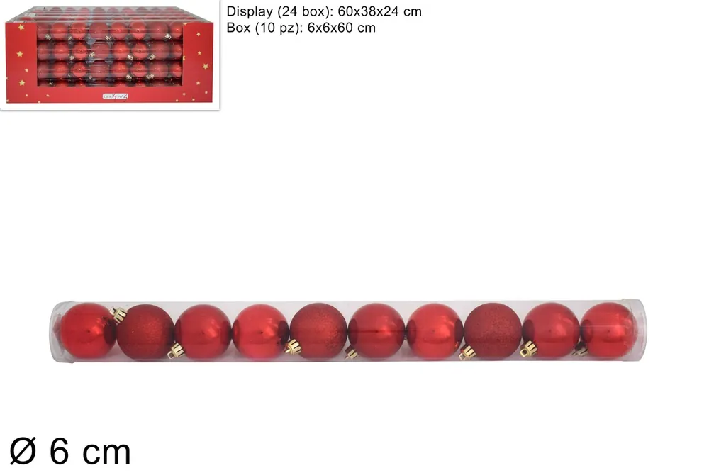 Finální Výprodej PROHOME - Koule vánoční 6cm červené balení 10ks