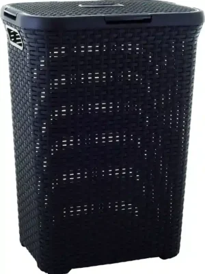 Horká Nabídka CURVER - Kôš na špinavé prádlo imitácia ratanu 60L 45x34x62cm, tmavohnedý