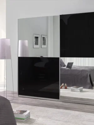 Nejlepší Volba Šatní skříň LUX 26 černý lesk / zrcadla