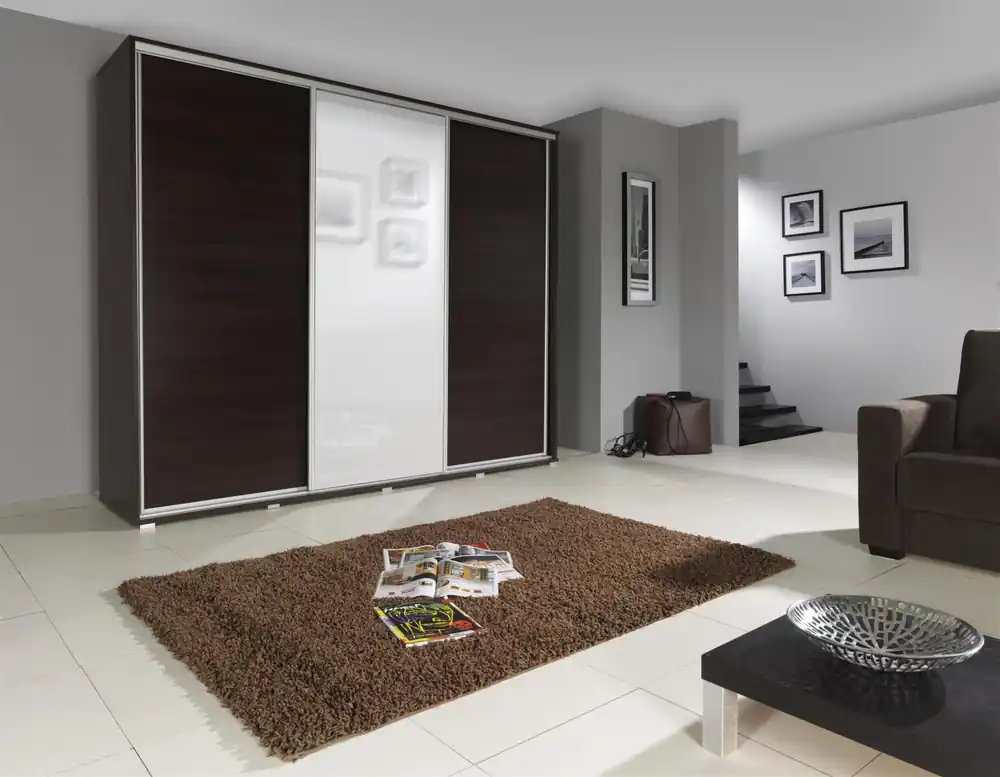 Šatní skříň SILVER 255 kaštan wenge / zrcadlo Levný