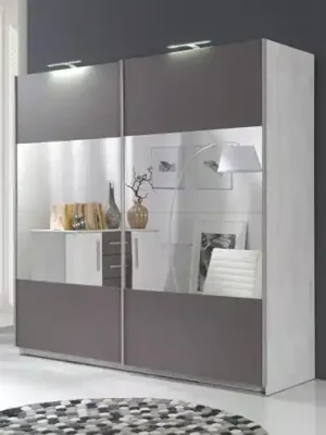 Šatní skříň DIONE D01 san remo / šedá + zrcadlo Vysoce Kvalitní