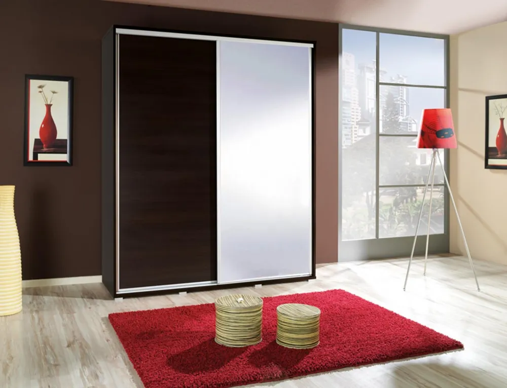 Výprodej Šatní skříň PENELOPA 155 kaštan wenge / zrcadlo