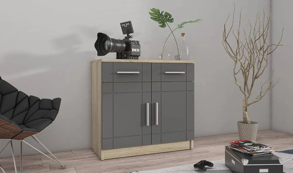 Komoda PARIS 2F2S Grafit + dub sonoma Top Prodej