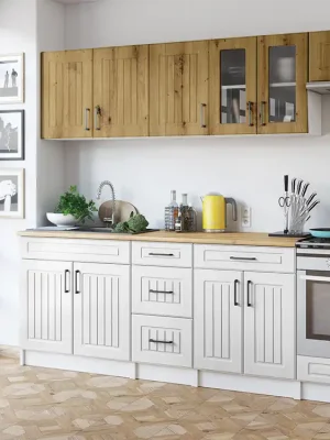 Kuchyňská linka BERIZA CHOCO 240cm - Dub artisan + bílá Finální Výprodej