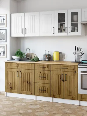 Kuchyňská linka BERIZA CHOCO 240cm - Bílá + dub artisan Odeslání Ihned