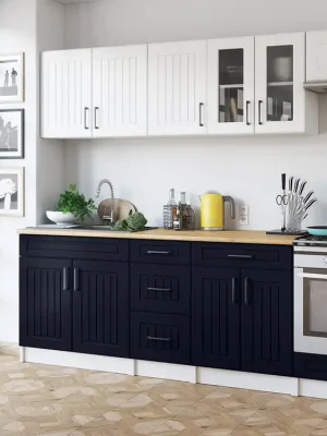Cenově Výhodný Kuchyňská linka BERIZA CHOCO 240cm - Bílá + marine blue