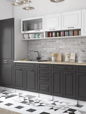 Kuchyňská linka BIRGID 300cm - Bílá + grafit Víkendová Akce