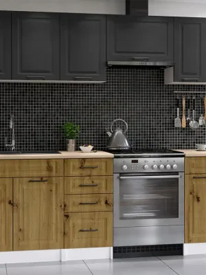 Kuchyňská linka INGRID 240cm - Grafit + dub artisan Expresní Doručení