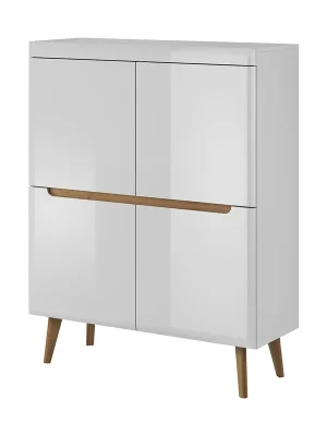 Přímo Od Výrobce Komoda NORDI NK107 Bílý lesk + dub riviera