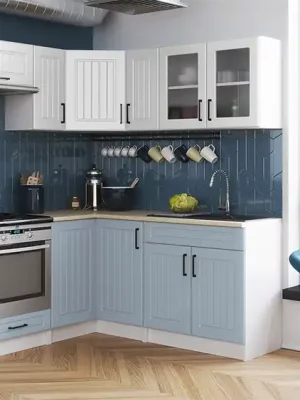 Rohová kuchyňská linka ROTIZA CHOCO - Bílá + denim Oblíbený