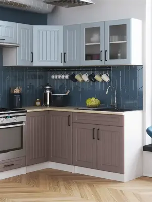 Značkový Rohová kuchyňská linka ROTIZA CHOCO - Denim + kobe