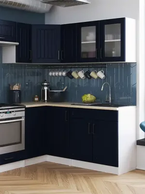 Rohová kuchyňská linka ROTIZA CHOCO - Marine blue Výprodej
