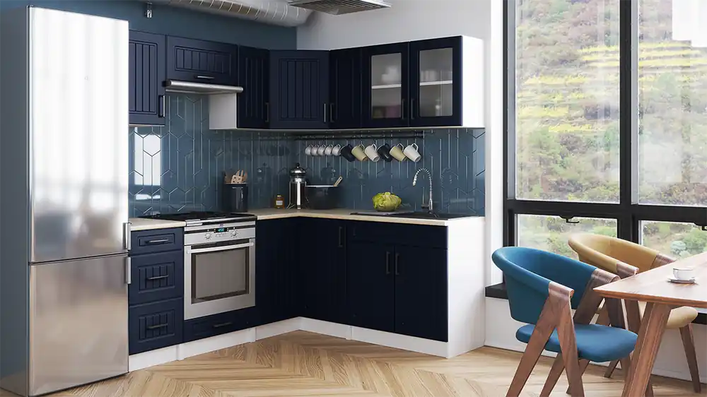 Rohová kuchyňská linka ROTIZA CHOCO - Marine blue Výprodej