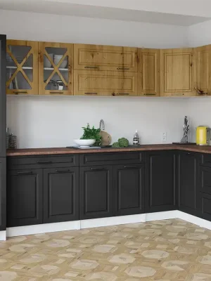 Rohová kuchyňská linka SINGRID - Dub artisan + grafit Hit Sezóny