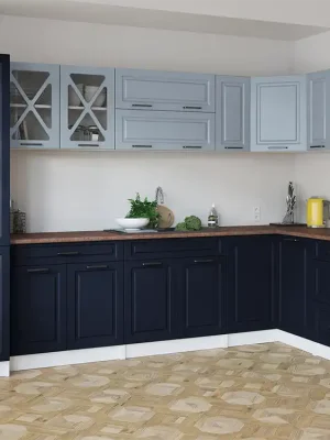Zlevněný Rohová kuchyňská linka SINGRID - Denim + marine blue