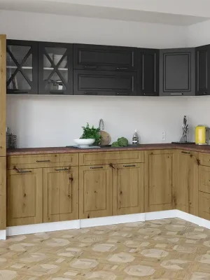 Rohová kuchyňská linka SINGRID - Grafit + dub artisan Přímo Od Výrobce