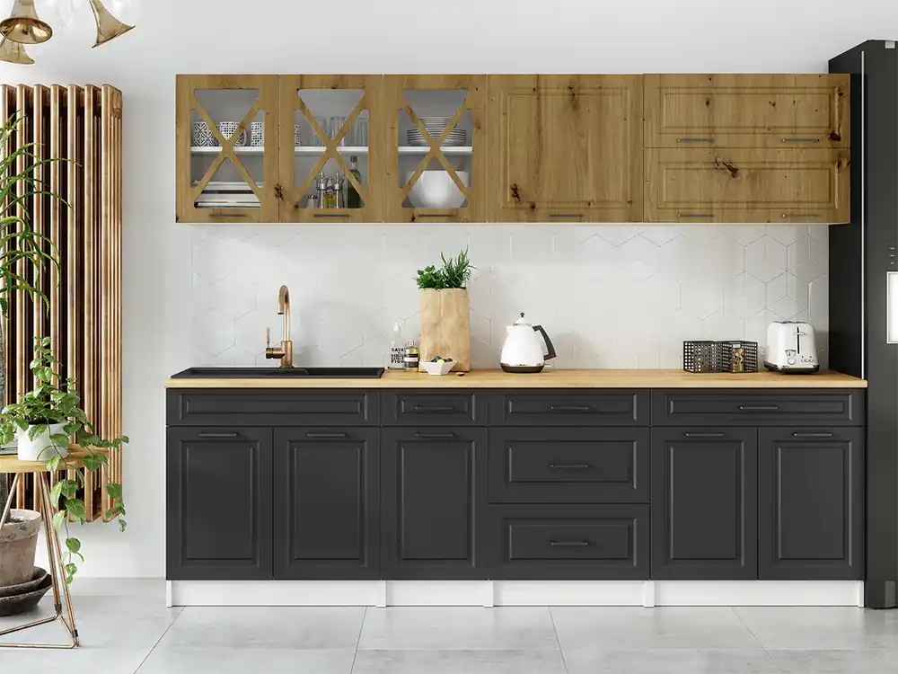 Kuchyňská linka TURID 260cm - Dub artisan + grafit Super Cena