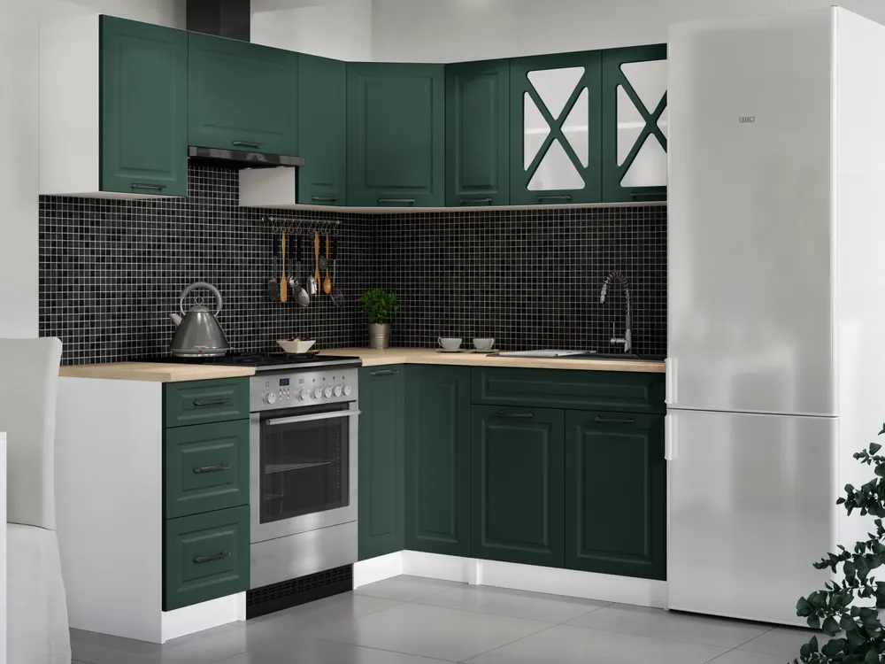 Zlevněný Rohová kuchyňská linka ASTRID 190x170cm - Green