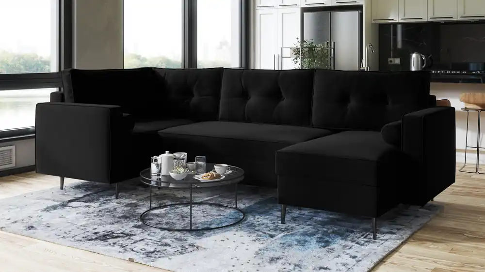 Pouze Dnes Sedací souprava HERMEN černá - DREAM VELVET 202.12