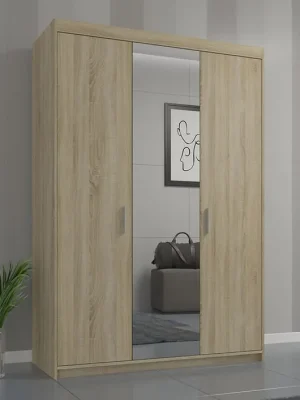 Značkový Šatní skříň ELENA 3D Zrcadlo Dub sonoma
