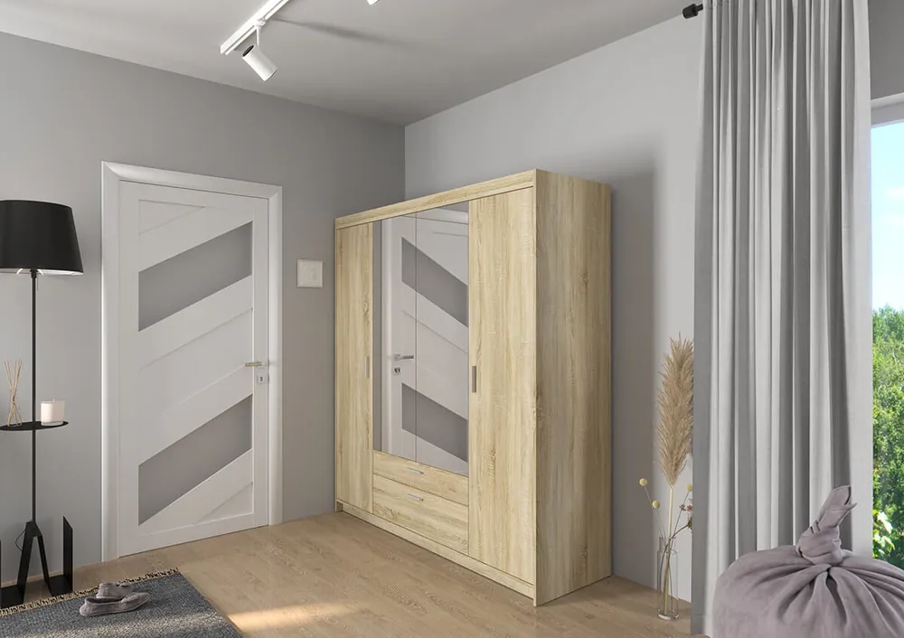 Must-Have Šatní skříň ELENA 4D Zrcadlo Dub sonoma
