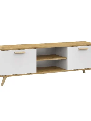 Vrácení Zdarma Televizní stolek RALF 01 Bílý + dub artisan