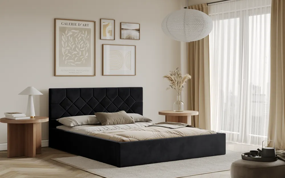 Sezónní Sleva Postel MARSALA 180x200 černá s úložným prostorem