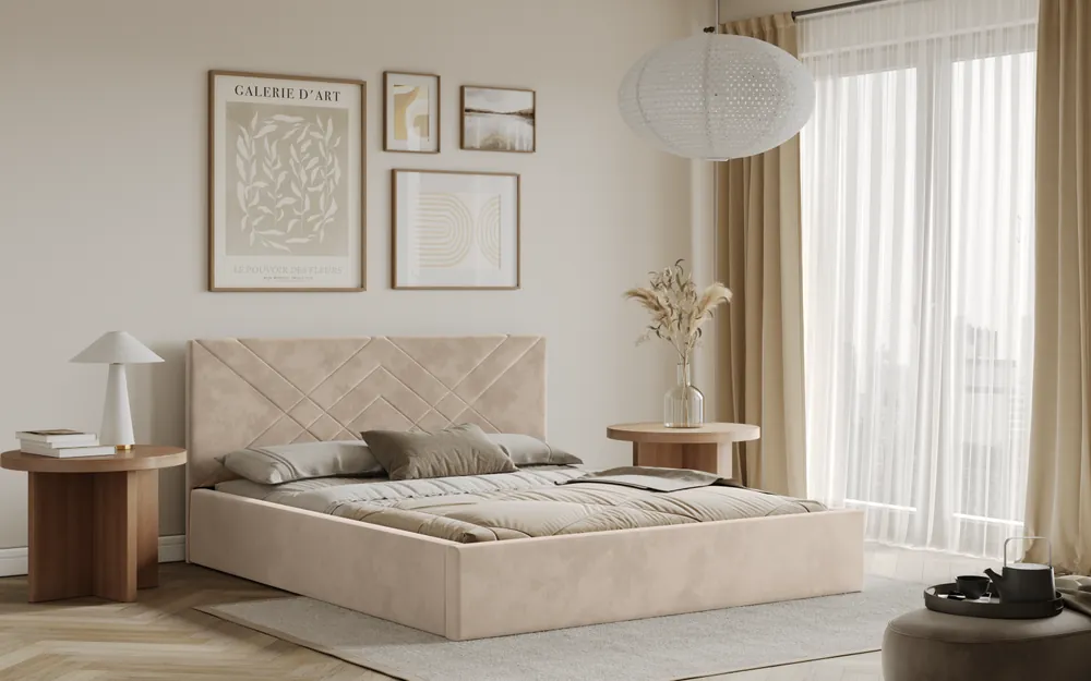 Horká Nabídka Postel PADWA 160x200 béžová s úložným prostorem