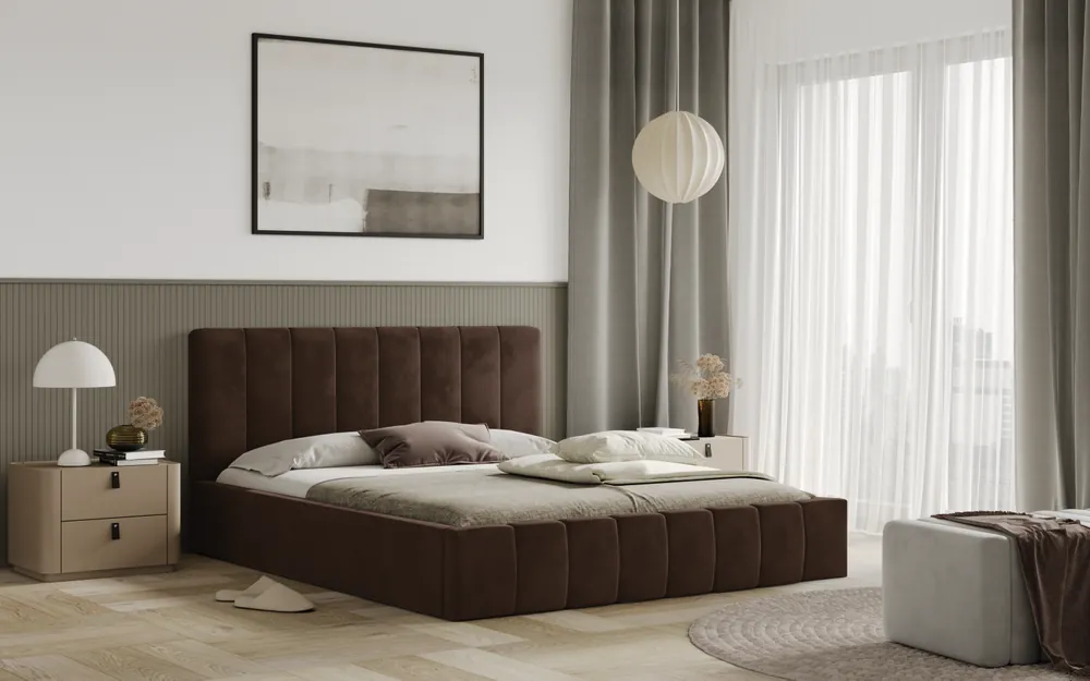 Zlevněný Postel RIMINI 160x200 hnědá s úložným prostorem