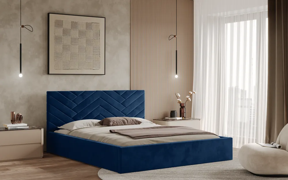 Cenová Bomba Postel TRIEST 140x200 modrá s úložným prostorem