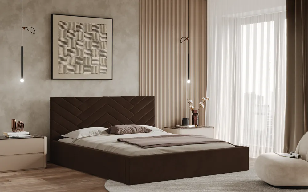 Postel TRIEST 140x200 hnědá s úložným prostorem Rychlé Dodání