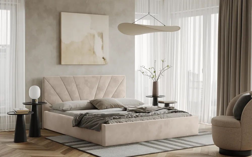 Pouze Dnes Postel LATINA 120x200 béžová s úložným prostorem