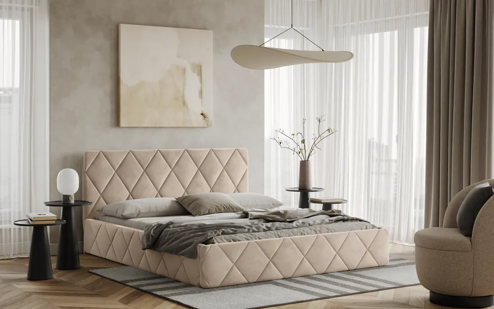 Postel LUKA 120x200 béžová s úložným prostorem Omezená Nabídka