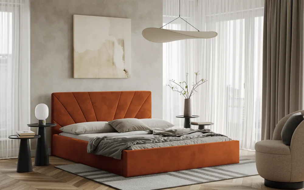Postel LATINA 180x200 měděná s úložným prostorem Autentický