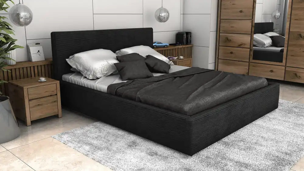 Postel LINCOLN 140x200 černá s úložným prostorem - manšestr - LINCOLN 100 Výprodej