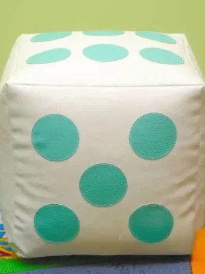 Akční Cena Dětský taburet KOSTKA 30 cm - béžová + mentolová
