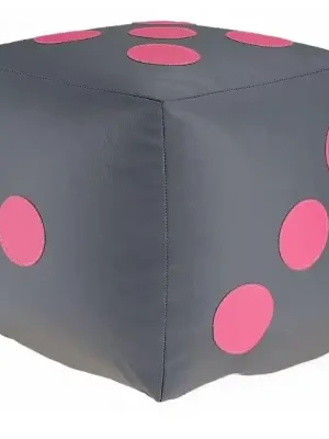 Dětský taburet KOSTKA 30 cm - šedá + růžová Tovární Cena