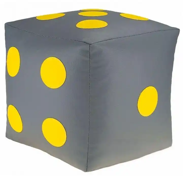 Dětský taburet KOSTKA 30 cm - šedá + žlutá Nízká Cena
