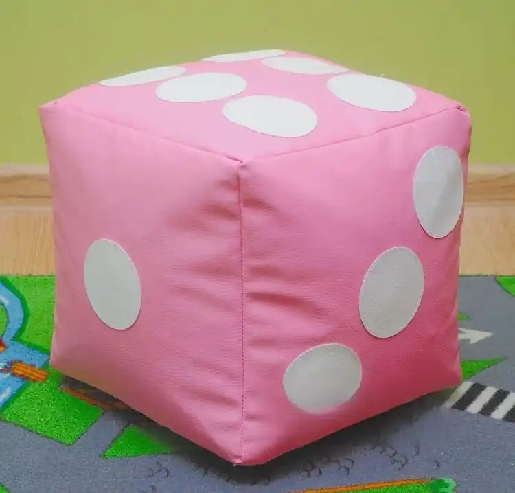 Dětský taburet KOSTKA 35 cm - růžová + bílá Finální Výprodej
