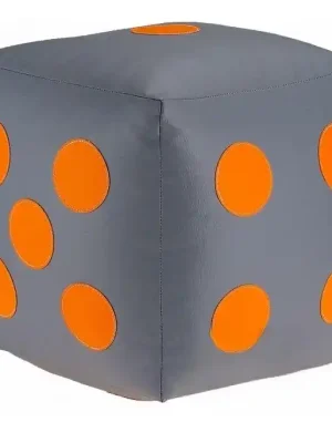 Dětský taburet KOSTKA 35 cm - šedá + oranžová Nejlepší Volba