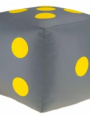 Dětský taburet KOSTKA 35 cm - šedá + žlutá Must-Have