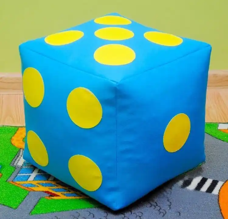 Dětský taburet KOSTKA 35 cm - světlemodrá + žlutá Nejlepší Volba