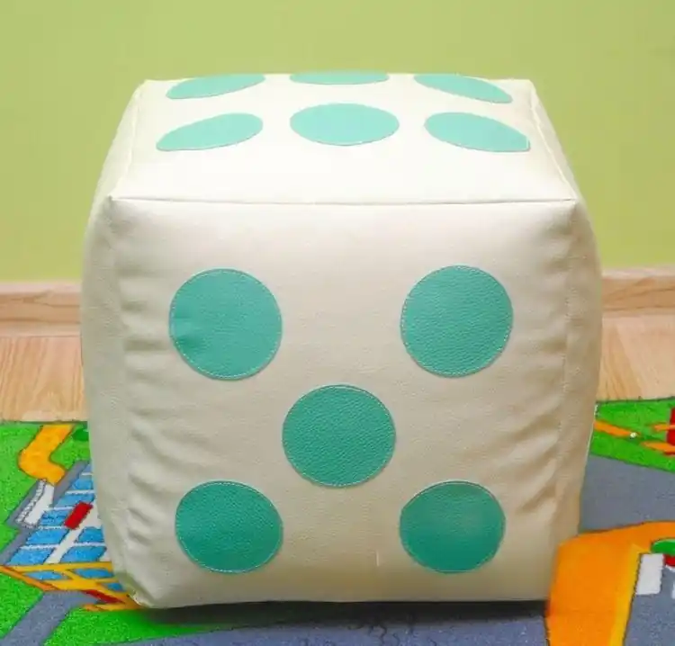 Dětský taburet KOSTKA 40 cm - béžová + mentolová Cenová Bomba