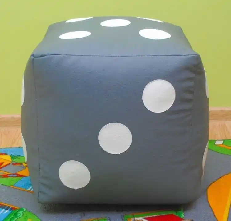 Dětský taburet KOSTKA 40 cm - šedá + bílá Aktuální