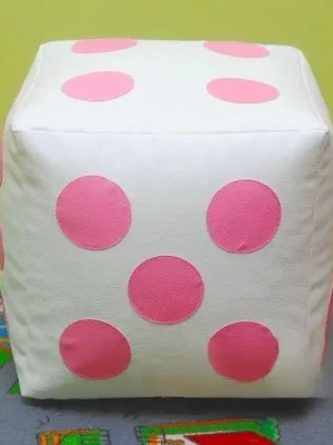Dětský taburet KOSTKA 50 cm - bílá + růžová Nejlepší Volba