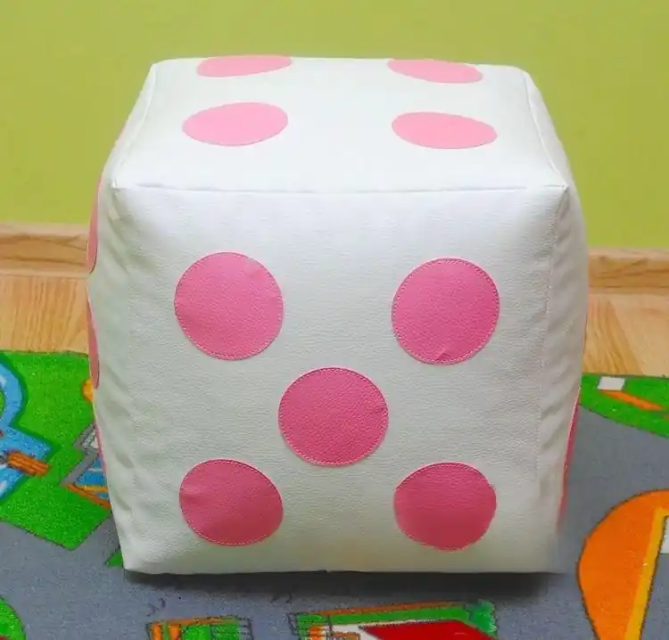Dětský taburet KOSTKA 50 cm - bílá + růžová Nejlepší Volba