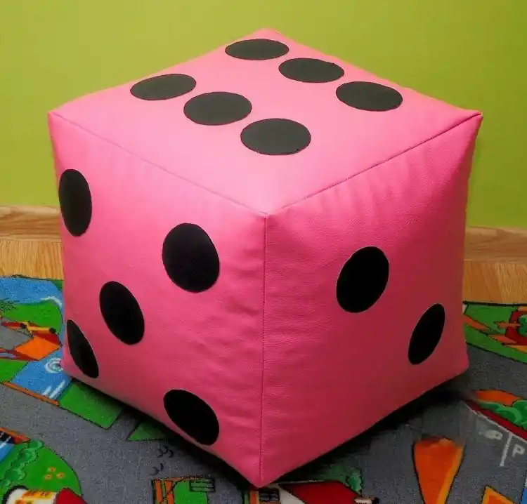 Poslední Šance Dětský taburet KOSTKA 50 cm - růžová + černá