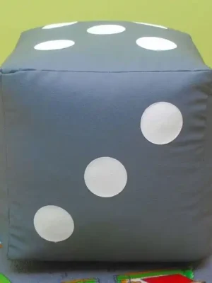 Dětský taburet KOSTKA 50 cm - šedá + bílá Nová Kolekce