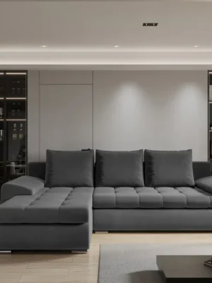Cenově Výhodný Rohová rozkládací sedačka TOMI - grafitová - Castel 93